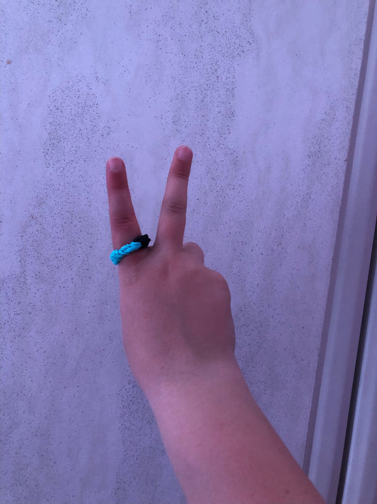 Blue and black loomband ring