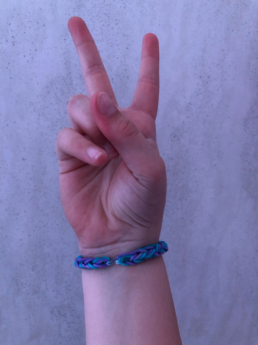 Blue and purple loom band bracelets